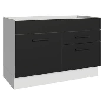 Balcão Gabinete de Pia Madesa Agata 1 Porta e 2 Gavetas (Sem Tampo e Pia) Branco/Preto