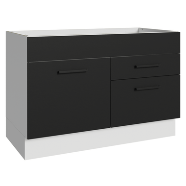 Balcão Gabinete de Pia Madesa Agata 1 Porta e 2 Gavetas (Sem Tampo e Pia) Branco/Preto