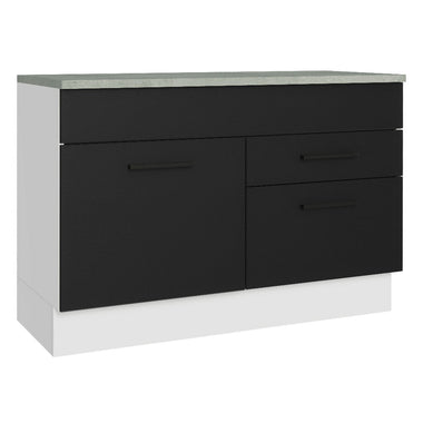 Balcão Cozinha 1 Porta e 2 Gavetas (Com Tampo) Branco/Preto Agata Madesa