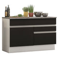 Balcão Madesa Glamy 120 cm 1 Porta e 2 Gavetas (Com Tampo) Branco/Preto