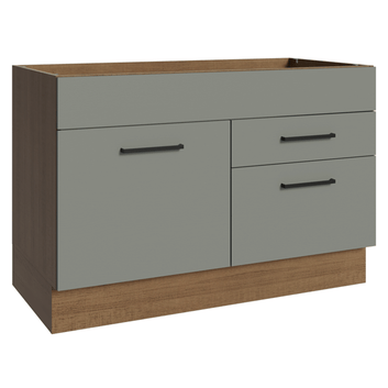 Balcão Gabinete de Pia Madesa Agata 1 Porta e 2 Gavetas (Sem Tampo e Pia) Rustic/Cinza