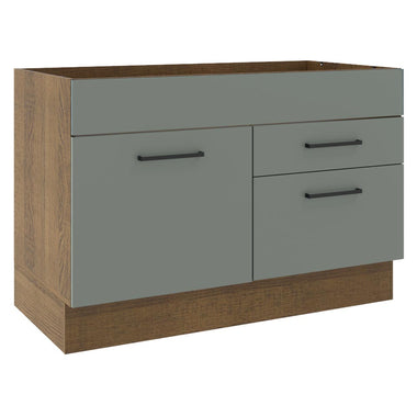 Balcão Gabinete de Pia Madesa Agata 1 Porta e 2 Gavetas (Sem Tampo e Pia) Rustic/Cinza