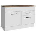 Balcão de Cozinha 120 cm 2 Portas 1 Gaveta Branco Tampo Rustic Agata Madesa