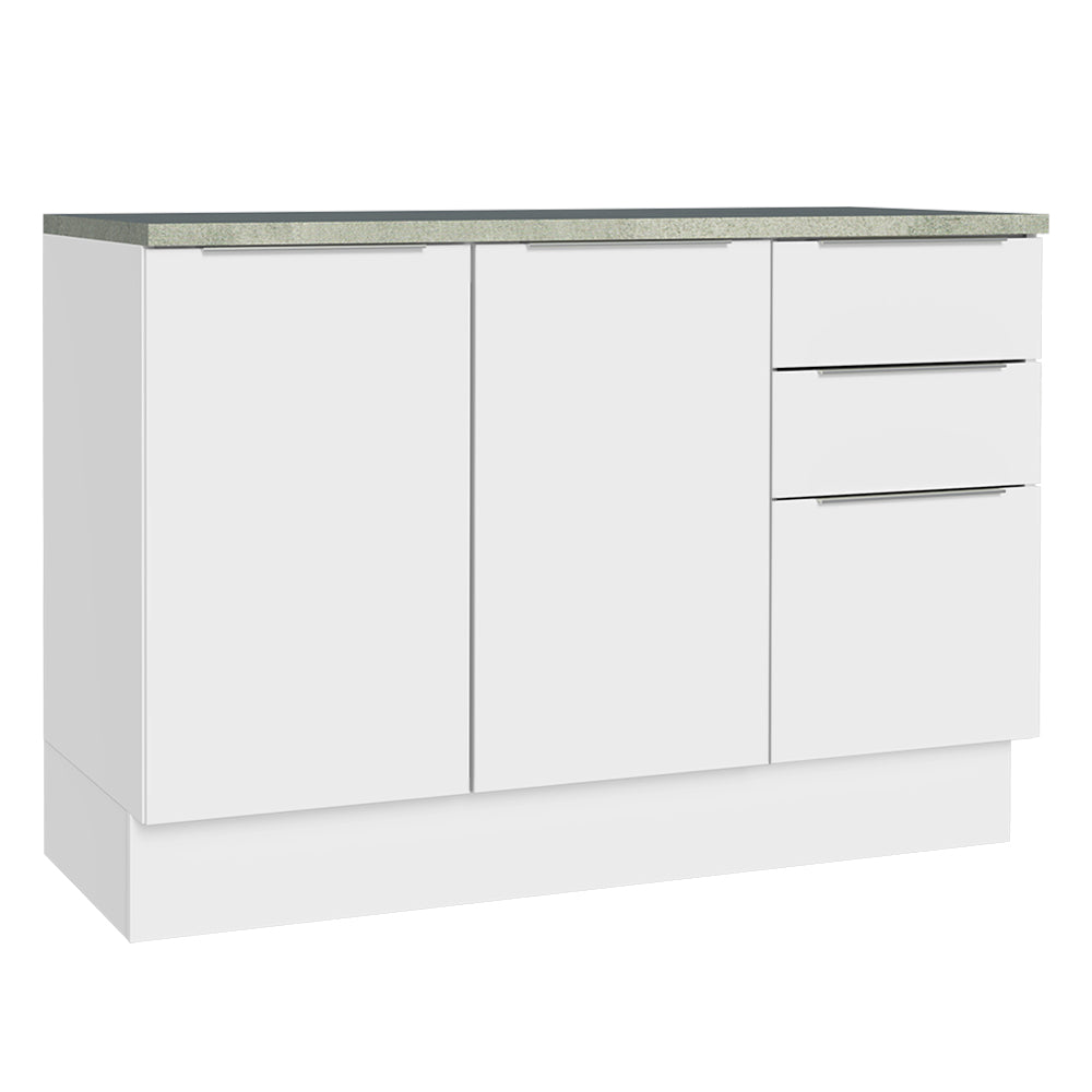 Balcão Cozinha 2 Portas e 3 Gavetas (Com Tampo) Branco Stella Madesa