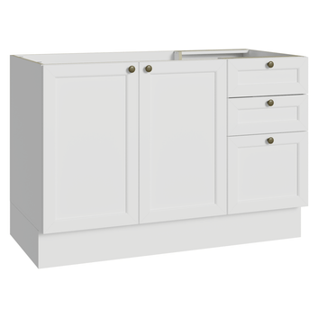 Balcão de Pia 120 cm 2 Portas 3 Gavetas (Sem Tampo) Branco Vik Madesa