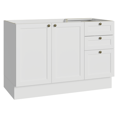 Balcão de Pia 120 cm 2 Portas 3 Gavetas (Sem Tampo) Branco Vik Madesa