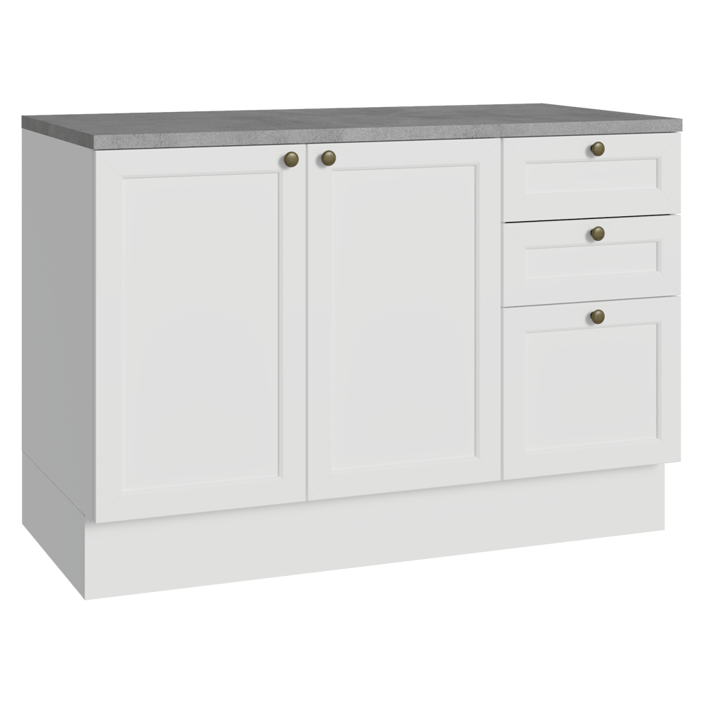 Balcão de Cozinha 120 cm 2 Portas 3 Gavetas Branco Vik Madesa