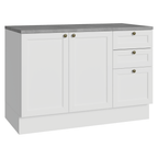 Balcão de Cozinha 120 cm 2 Portas 3 Gavetas Branco Vik Madesa