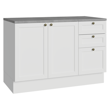 Balcão de Cozinha 120 cm 2 Portas 3 Gavetas Branco Vik Madesa