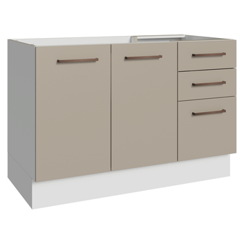 Balcão Gabinete de Pia 2 Portas e 3 Gavetas Branco/Crema Agata Madesa