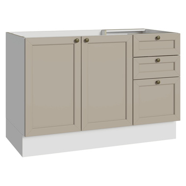 Balcão de Pia 120 cm 2 Portas 3 Gavetas (Sem Tampo) Branco/Crema Vik Madesa