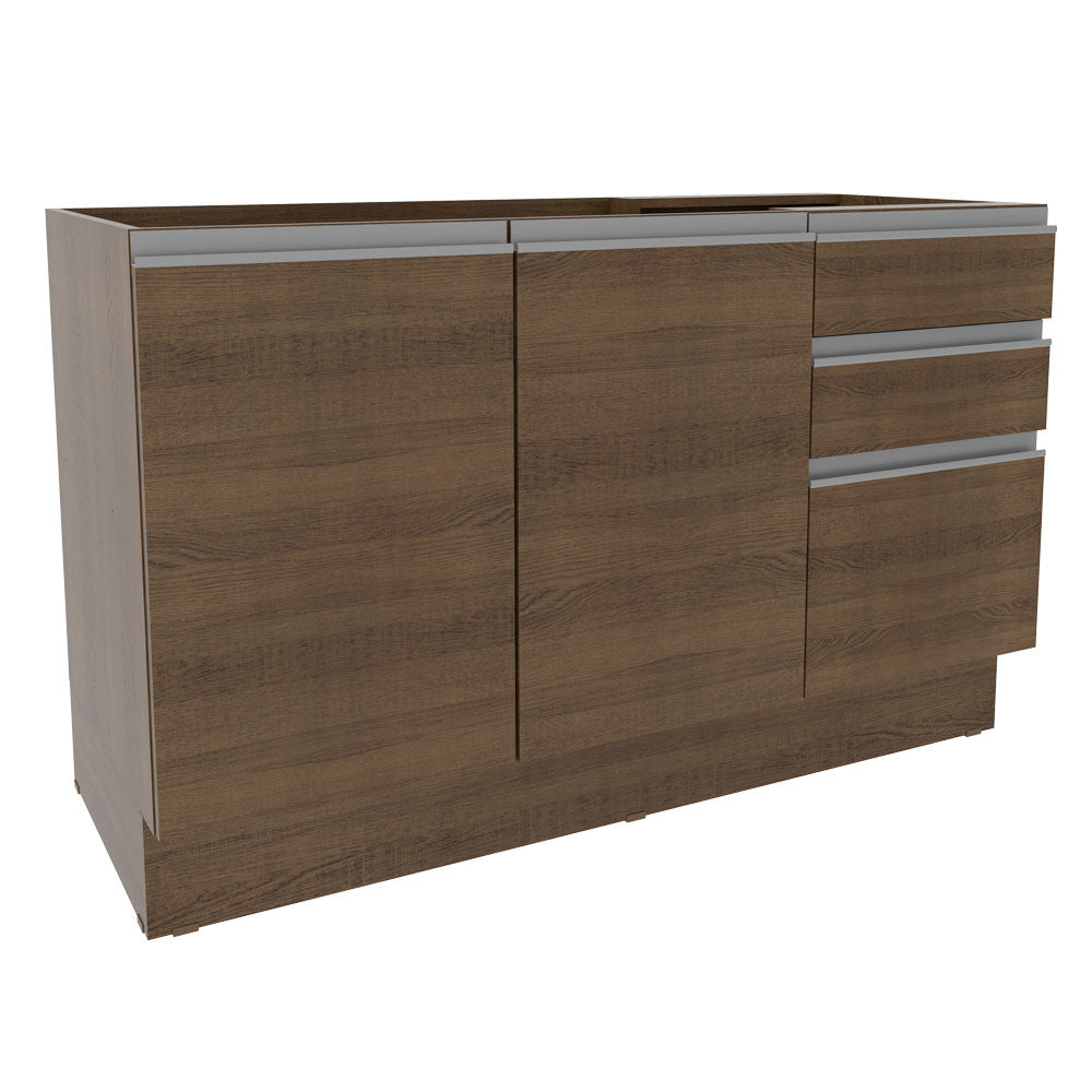 Balcão Gabinete de Pia Madesa Glamy 120 cm 2 Portas e 3 Gavetas (Sem Tampo e Pia) Rustic