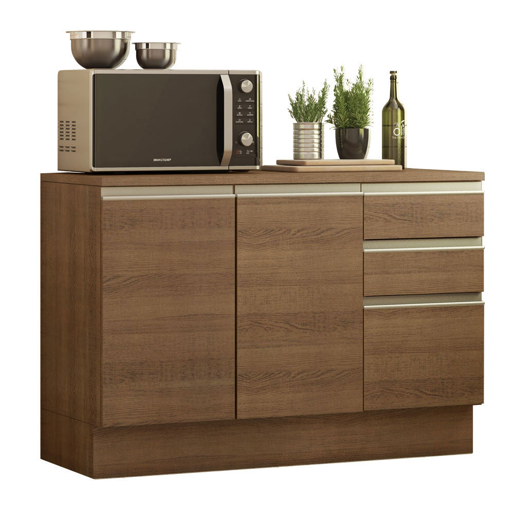 Balcão Madesa Glamy 120 cm 2 Portas e 3 Gavetas (Com Tampo) Rustic