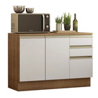 Balcão Madesa Glamy 120 cm 2 Portas e 3 Gavetas (Com Tampo) Rustic/Branco