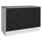 Balcão Cozinha 2 Portas e 3 Gavetas (Com Tampo) Branco/Preto Agata Madesa