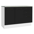 Balcão Cozinha 2 Portas e 3 Gavetas (Com Tampo) Branco/Preto Agata Madesa