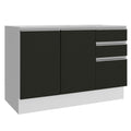 Balcão Gabinete de Pia Madesa Glamy 120 cm 2 Portas e 3 Gavetas (Sem Tampo e Pia) Branco/Preto
