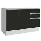 Balcão Gabinete de Pia Madesa Glamy 120 cm 2 Portas e 3 Gavetas (Sem Tampo e Pia) Branco/Preto