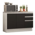 Balcão Madesa Glamy 120 cm 2 Portas e 3 Gavetas (Com Tampo) Branco/Preto