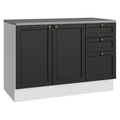 Balcão de Cozinha 120 cm 2 Portas 3 Gavetas Branco/Preto Vik Madesa