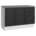 Balcão de Cozinha 120 cm 2 Portas 3 Gavetas Branco/Preto Vik Madesa