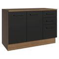 Balcão Cozinha 2 Portas e 3 Gavetas (Com Tampo) Rustic/Preto Agata Madesa