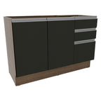 Balcão Gabinete de Pia Madesa Glamy 120 cm 2 Portas e 3 Gavetas (Sem Tampo e Pia) Rustic/Preto