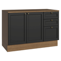 Balcão de Cozinha 120 cm 2 Portas 3 Gavetas Rustic/Preto Vik Madesa