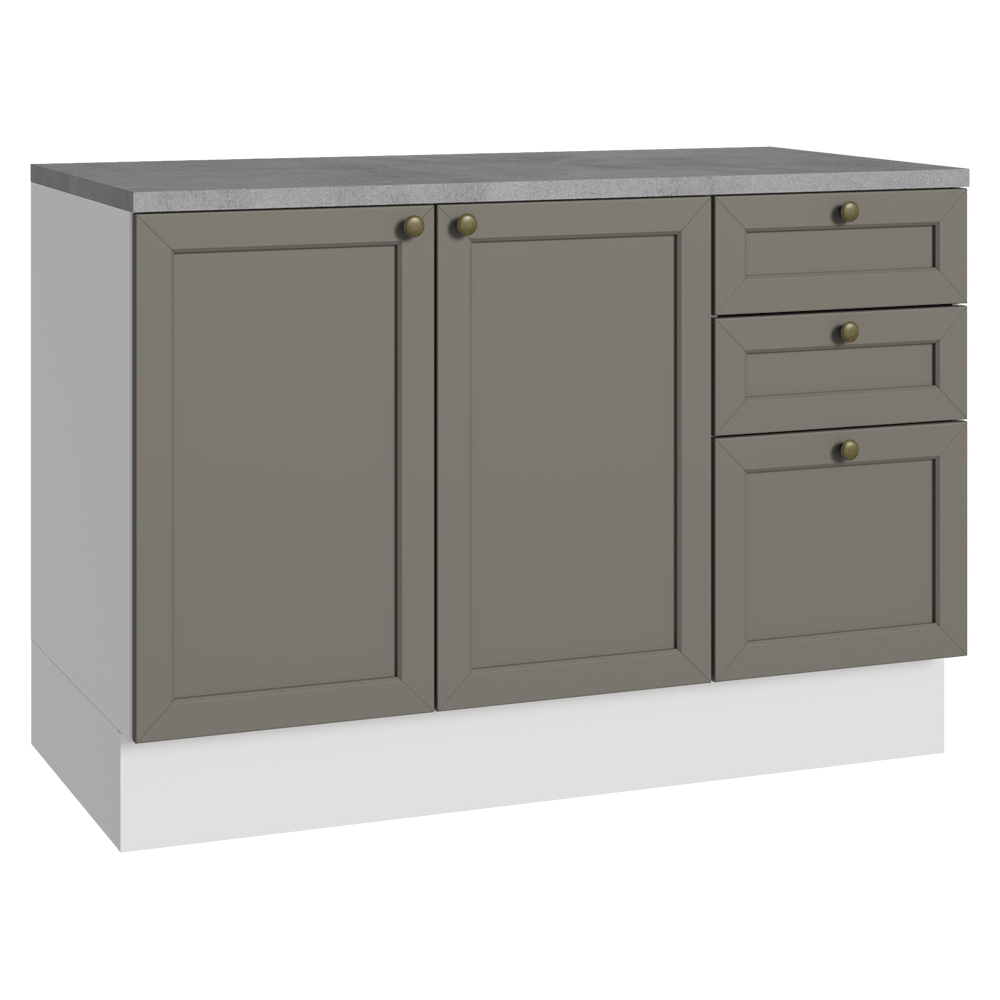 Balcão de Cozinha 120 cm 2 Portas 3 Gavetas Branco/Cinza Vik Madesa