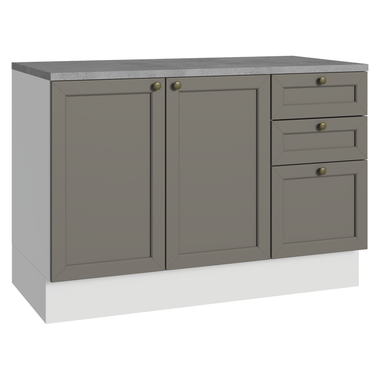 Balcão de Cozinha 120 cm 2 Portas 3 Gavetas Branco/Cinza Vik Madesa