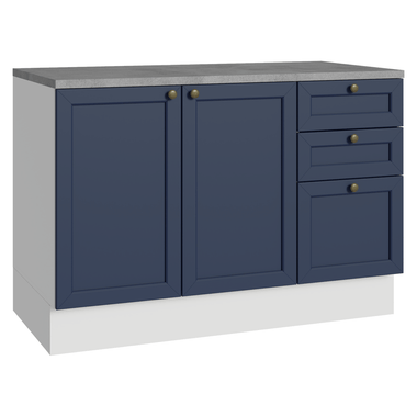 Balcão de Cozinha 120 cm 2 Portas 3 Gavetas Branco/Azul Vik Madesa