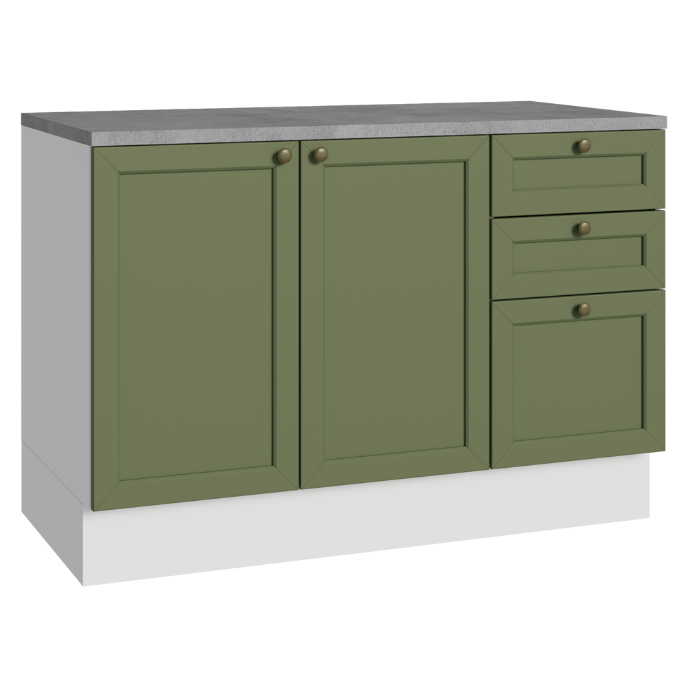 Balcão de Cozinha 120 cm 2 Portas 3 Gavetas Branco/Verde Vik Madesa