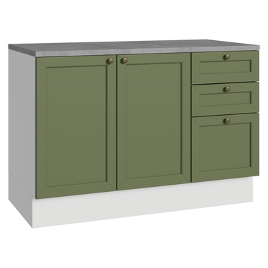 Balcão de Cozinha 120 cm 2 Portas 3 Gavetas Branco/Verde Vik Madesa