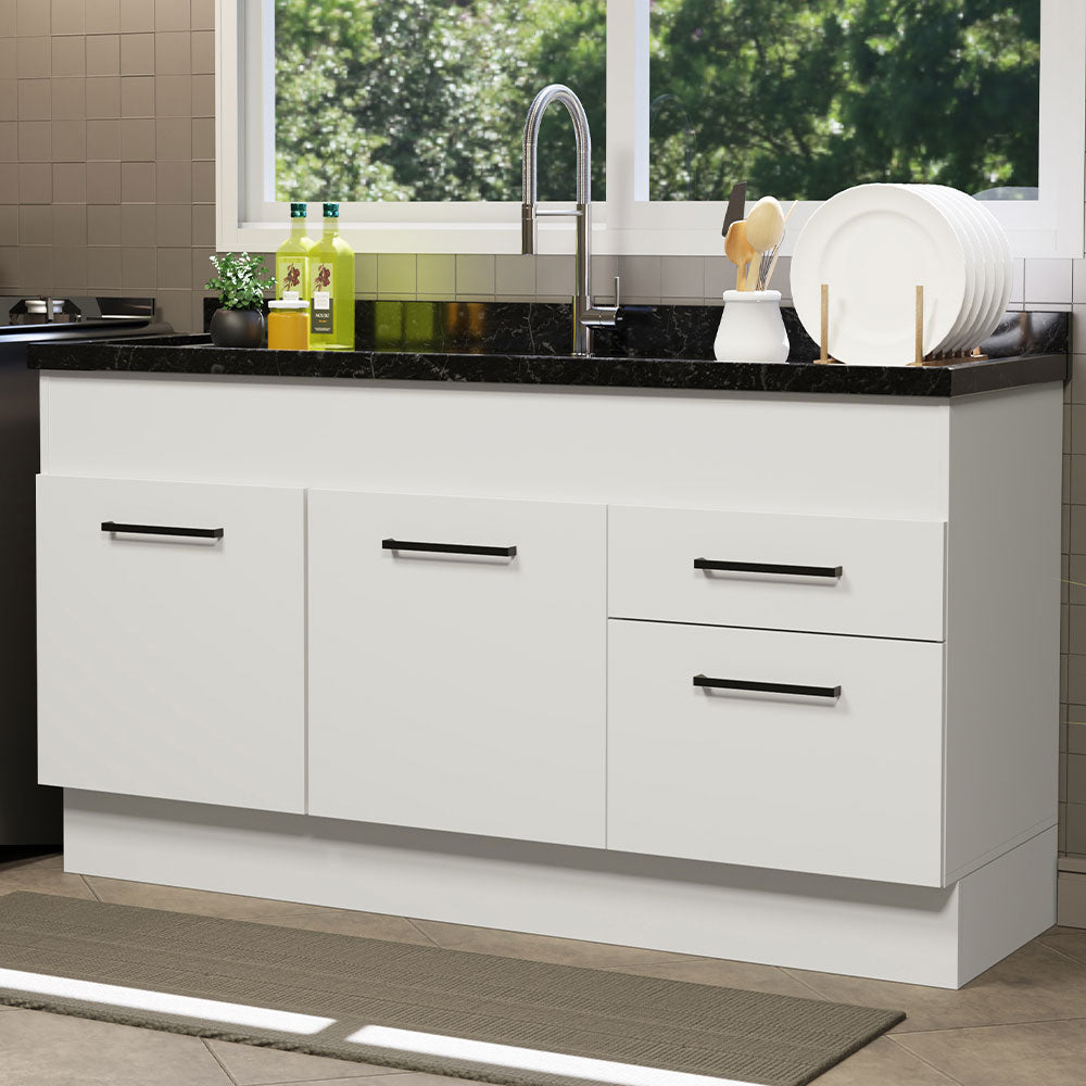 Balcão de Pia Madesa Agata 150 cm 2 Portas e 2 Gavetas (Sem Tampo e Pia) Branco