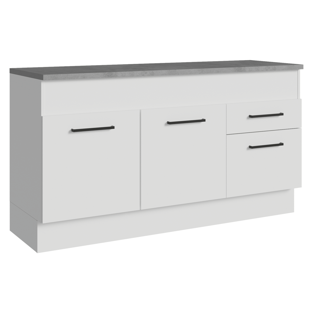 Balcão Madesa Agata 150 cm 2 Portas e 2 Gavetas (Com Tampo) Branco
