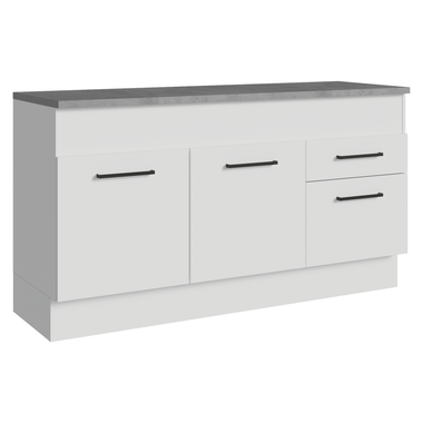 Balcão Madesa Agata 150 cm 2 Portas e 2 Gavetas (Com Tampo) Branco