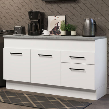 Balcão Madesa Agata 150 cm 2 Portas e 2 Gavetas (Com Tampo) Branco