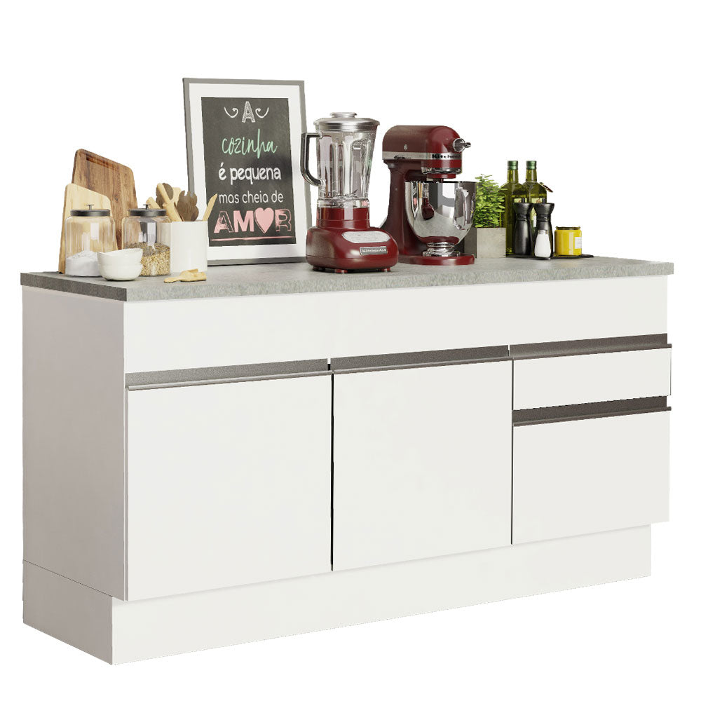 Balcão Madesa Glamy 150 cm 2 Portas e 2 Gavetas (Com Tampo) Branco