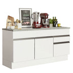 Balcão Madesa Glamy 150 cm 2 Portas e 2 Gavetas (Com Tampo) Branco