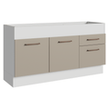 Balcão de Pia 150 cm 2 Portas e 2 Gavetas (Sem Tampo e Pia) Branco/Crema Agata Madesa