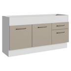 Balcão de Pia 150 cm 2 Portas e 2 Gavetas (Sem Tampo e Pia) Branco/Crema Agata Madesa