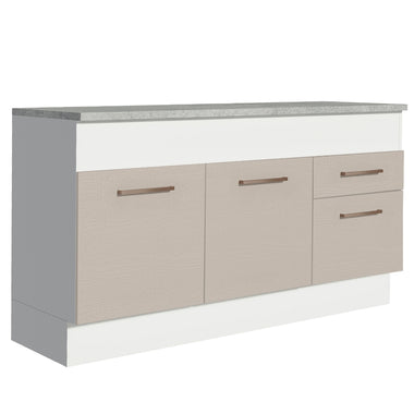 Balcão 150 cm 2 Portas e 2 Gavetas (Com Tampo) Branco/Crema Agata Madesa