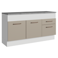 Balcão 150 cm 2 Portas e 2 Gavetas (Com Tampo) Branco/Crema Agata Madesa