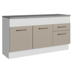 Balcão 150 cm 2 Portas e 2 Gavetas (Com Tampo) Branco/Crema Agata Madesa
