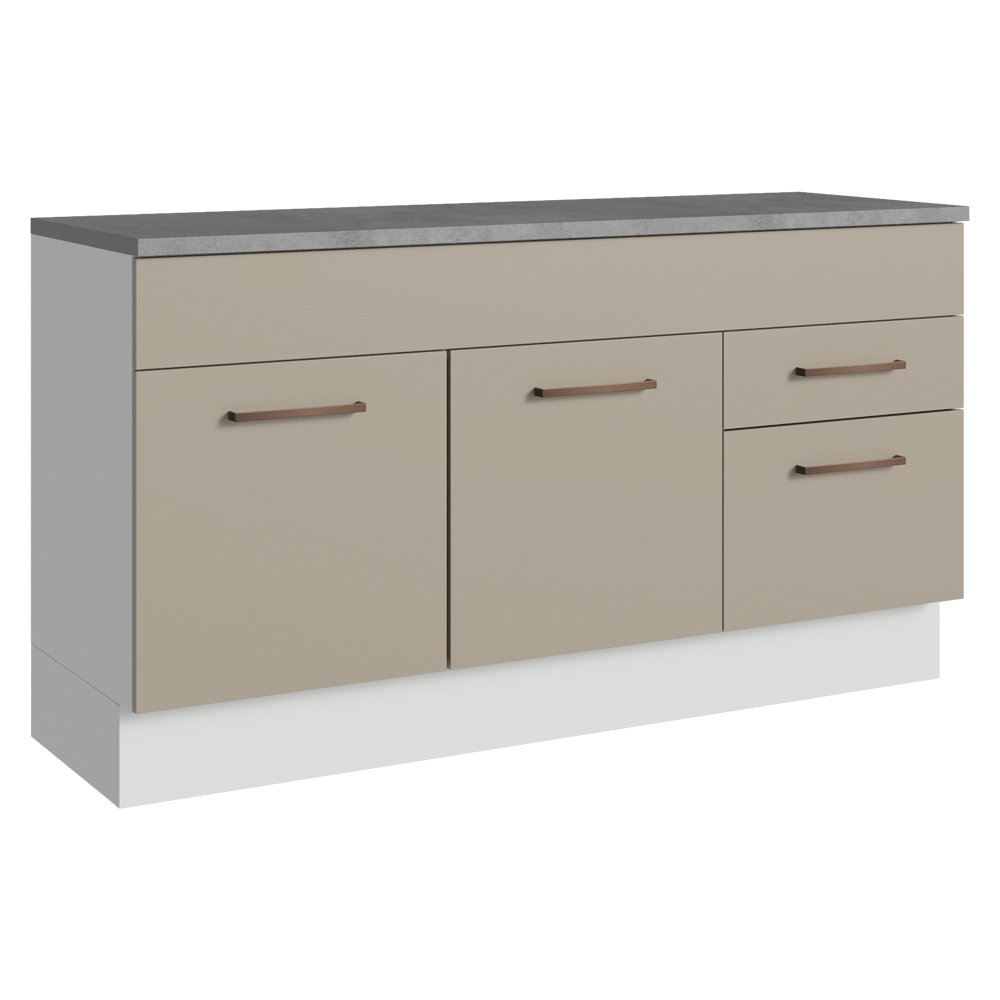 Balcão Gabinete 150 cm 2 Gavetas 2 Portas (Com Tampo) Branco/Crema Agata Madesa