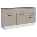 Balcão Gabinete 150 cm 2 Gavetas 2 Portas (Com Tampo) Branco/Crema Agata Madesa