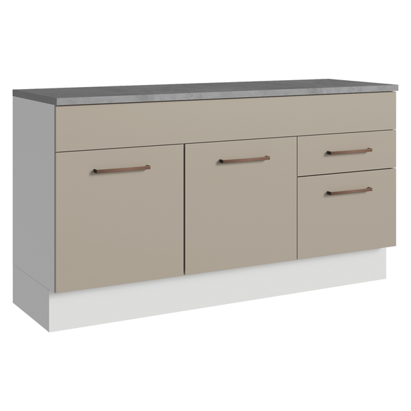 Balcão Gabinete 150 cm 2 Gavetas 2 Portas (Com Tampo) Branco/Crema Agata Madesa