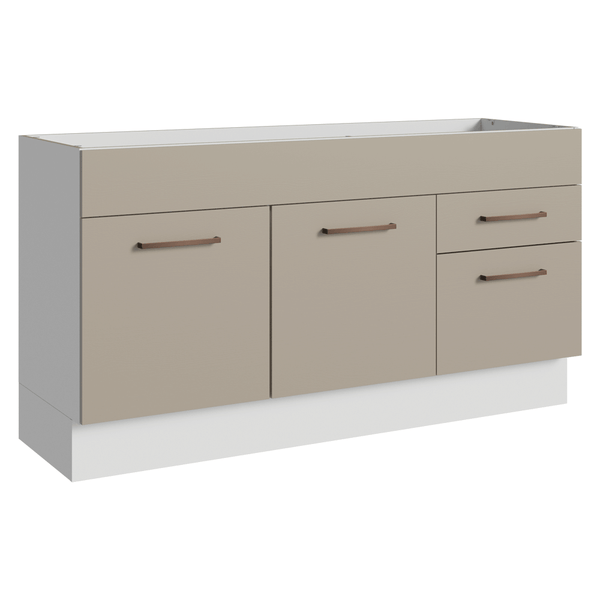 Balcão Gabinete de Pia 150 cm 2 Portas e 2 Gavetas (Sem Tampo e Pia) Branco/Crema Agata Madesa