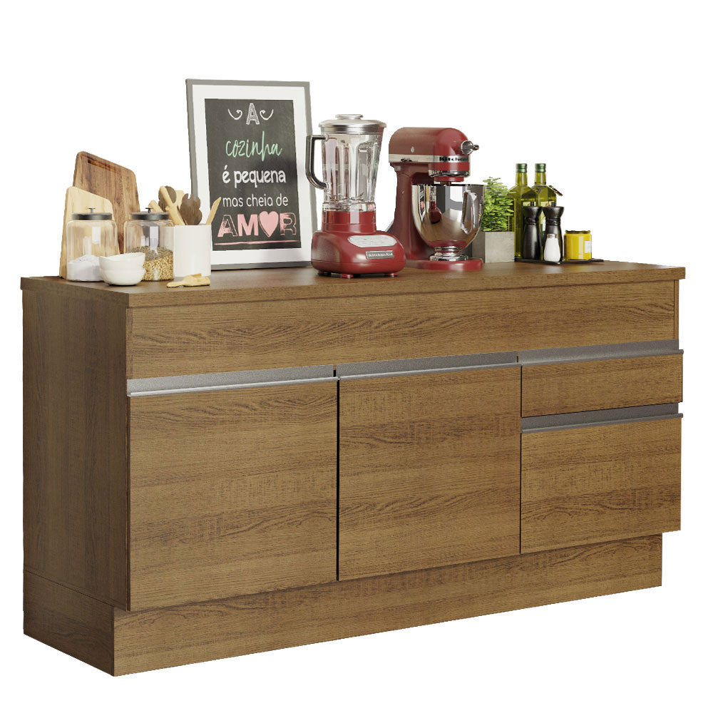 Balcão Madesa Glamy 150 cm 2 Portas e 2 Gavetas (Com Tampo) Rustic
