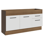 Balcão de Pia Madesa Agata 150 cm 2 Portas e 2 Gavetas (Sem Tampo e Pia) Rustic/Branco